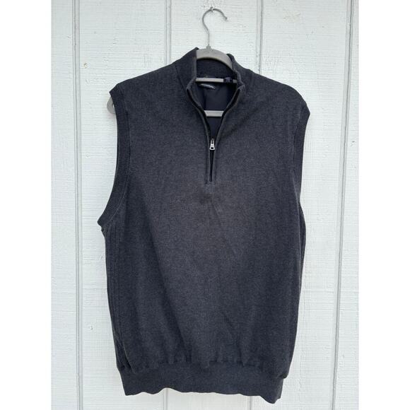 Greg Norman Sweater Vest, Lined, Quarter Zip, Dark Gray, Sz L - Picture 1 of 5